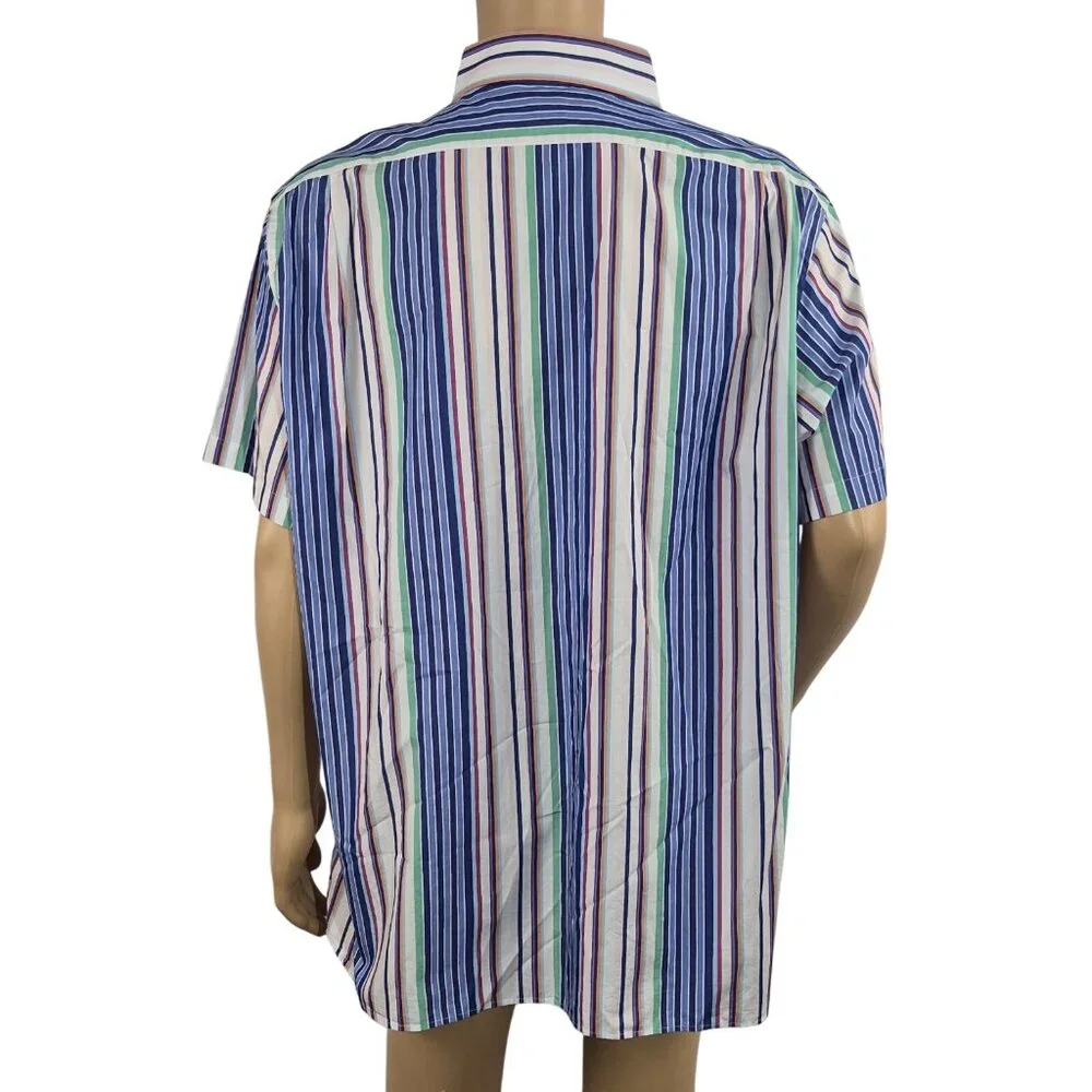 Cremieux Men's Shirt Size XXL Stripes Short Sleeve Button-Up Casual Cotton (56 - Picture 3 of 9